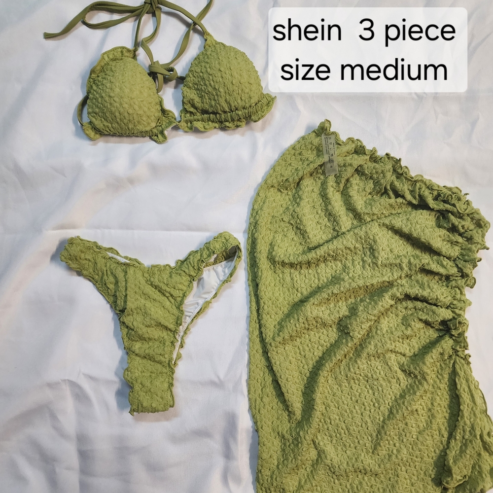 SHEIN Olive Textured Bikini Set